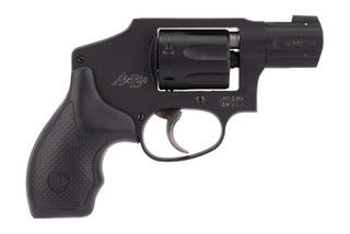 Smith & Wesson 351C 22 Magnum 7 Round Revolver has black synthetic grips.